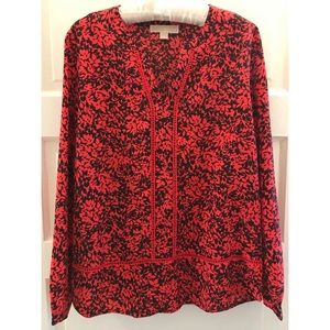 Michael Kors long sleeve floral blouse